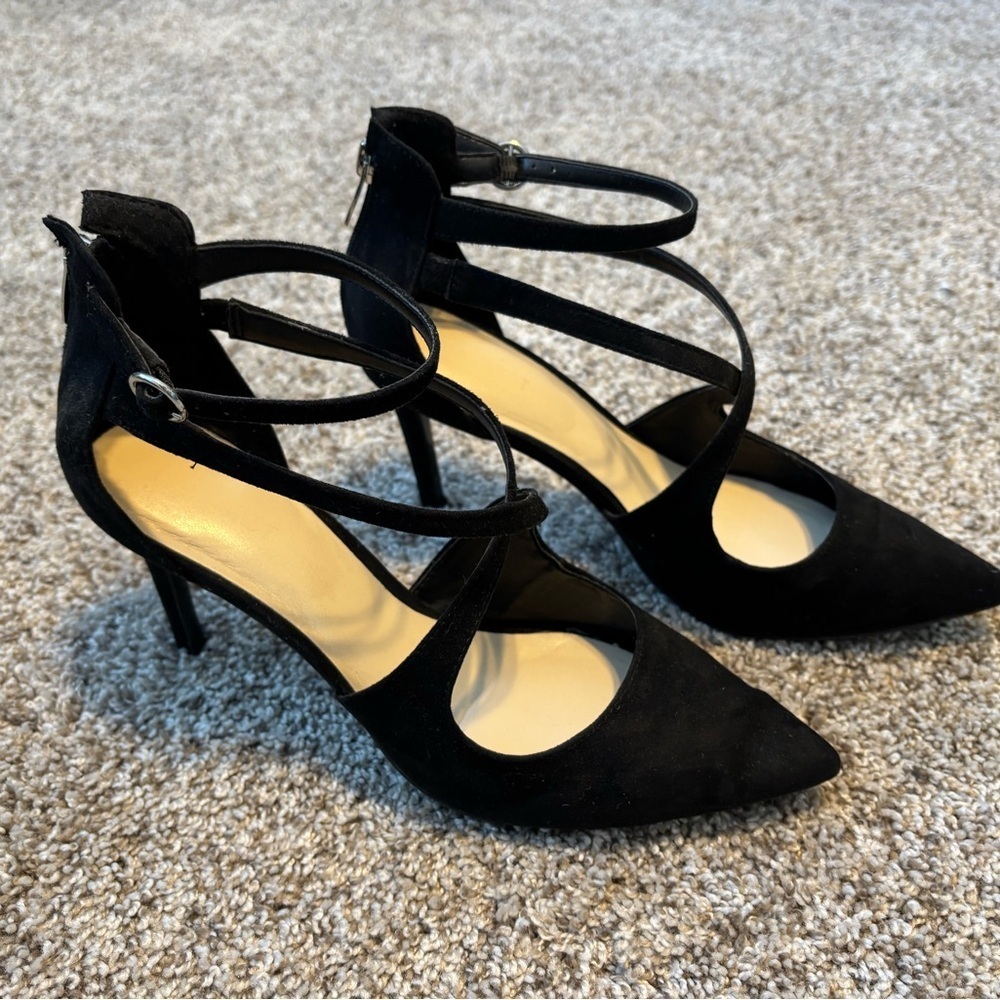 Nine West Black Strappy Heels